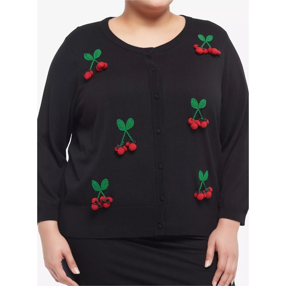 Her Universe Disney World Cherry Minnie Black 3/4 Sleeve Cardigan Plus Size 4X